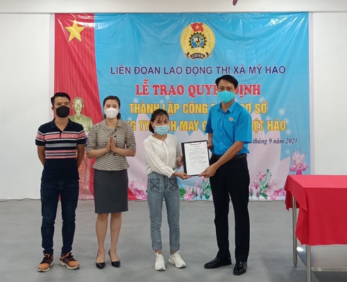 Thành lập công đoàn cơ sở - Công ty TNHH may cao cấp Việt Hào