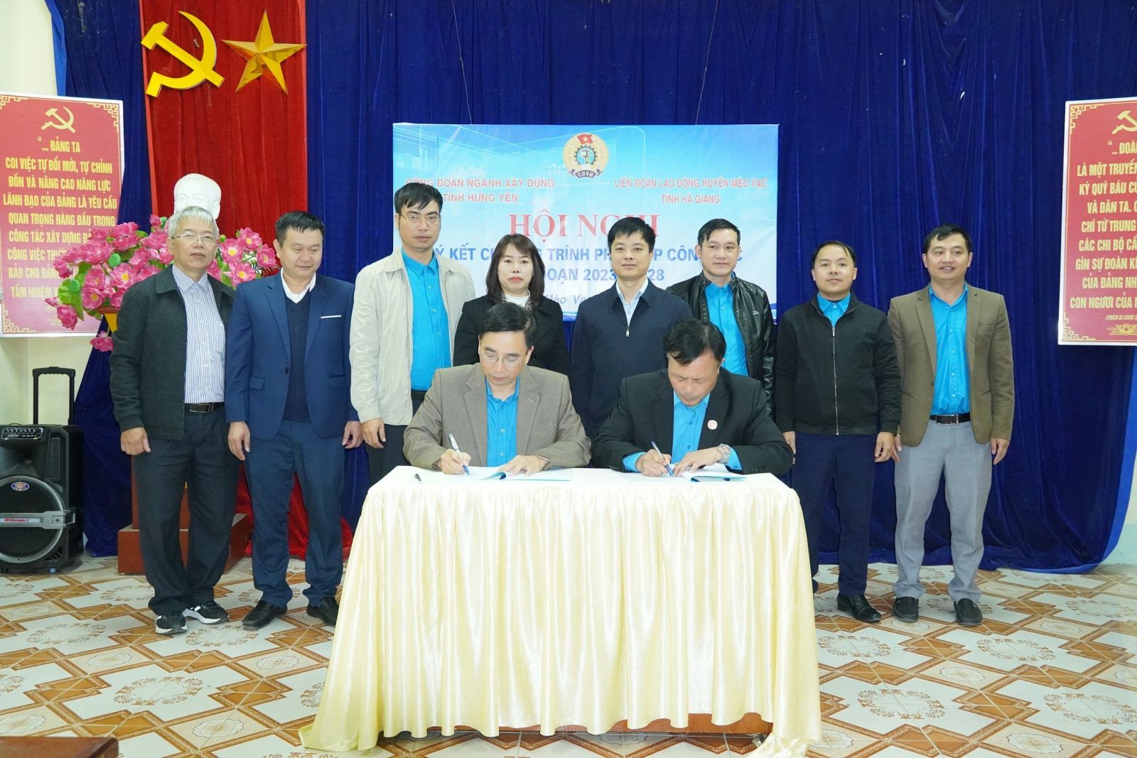 Công đoàn  ngành Xây dựng tỉnh Hưng Yên ký kết quy chế phối hợp công tác với Liên đoàn Lao động huyện Mèo Vạc, giai đoạn 2023-2028
